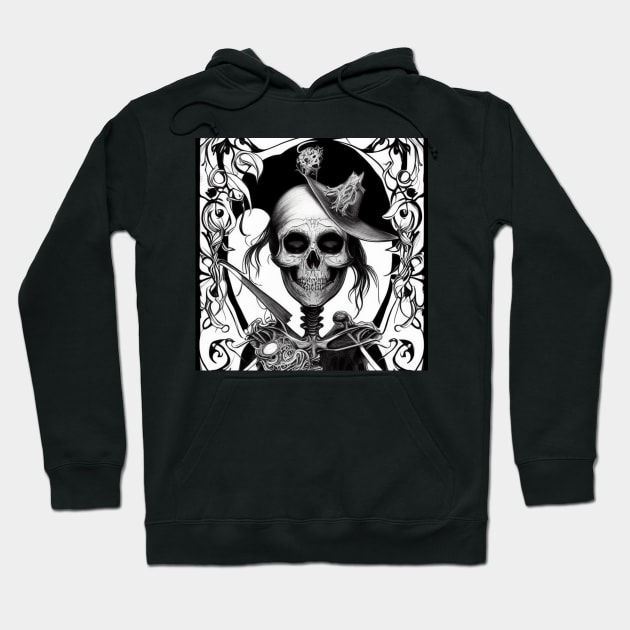 Skeleton in the Style of Charlie Bowater Coloring Book Hoodie by Shop-Arts